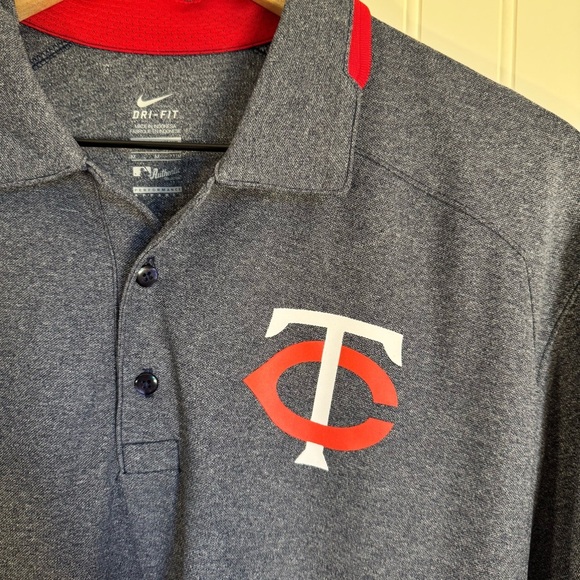 Nike Dri-fit Minnesota Twins MLB Heathered Blue Polo Shirt Mens Size Medium - Picture 2 of 11